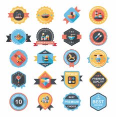 Baby badge banner design flat background set eps10 N181