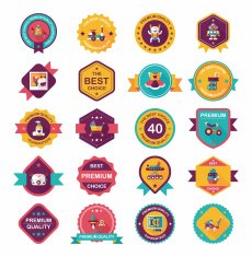 Baby badge banner design flat background set eps10 N184