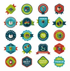 Baby badge banner design flat background set eps10 N191
