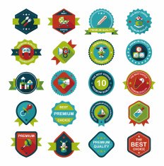 Baby badge banner design flat background set eps10 N192