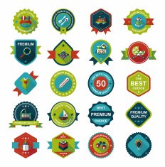 Baby badge banner design flat background set eps10 N195