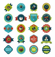Baby badge banner design flat background set eps10 N197