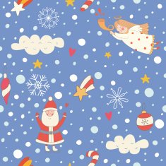 Seamless pattern with a Christmas angel and Santa Claus