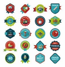 Baby badge banner design flat background set eps10 N199
