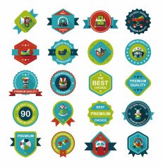 Baby badge banner design flat background set eps10 N202
