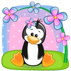 Penguin with flowers