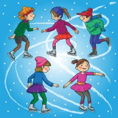 Children skating Christmas season Winter activities