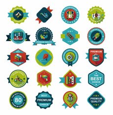 Toy badge banner design flat background set eps10 N22