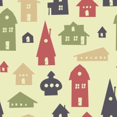 Different shapes houses seamless pattern Vector
