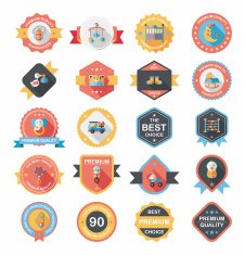 Baby badge banner design flat background set eps10 N215