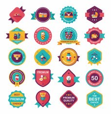 Baby badge banner design flat background set eps10 N218