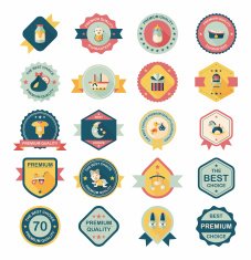 Baby badge banner design flat background set eps10 N222