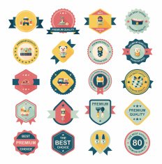 Baby badge banner design flat background set eps10 N224