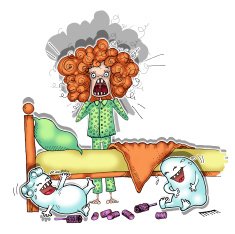 Little girl screaming in her pajamas N2