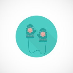 Vector flat icon Mittens with ornament