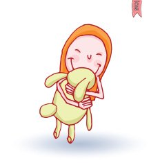 Girl and rabbit vector illustration