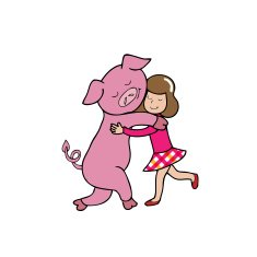 Hug Pig and girl