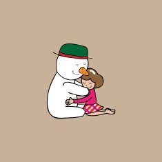 Hug Christmas Snowman and girl