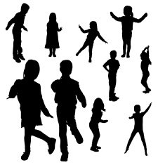 Vector silhouette of children N122