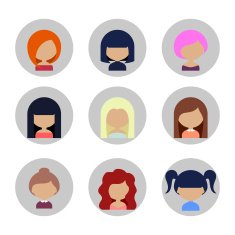 Set of Women Faces Icons in Flat Design N5