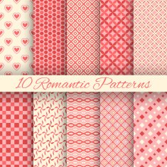 Romantic vector seamless patterns