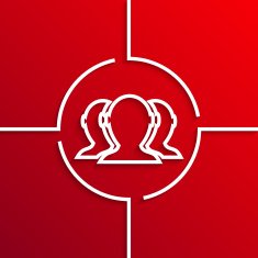 Vector modern white circle icon on red background N3