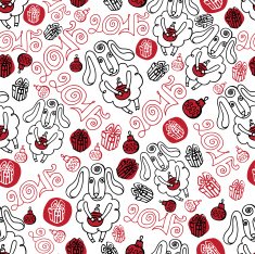 Outline sheep christmas decor Seamless pattern