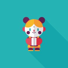 Chinese New Year girl flat icon with long shadow eps10 N88