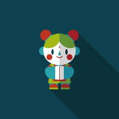Chinese New Year girl flat icon with long shadow eps10 N90