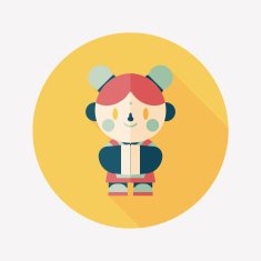 Chinese New Year girl flat icon with long shadow eps10 N91
