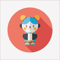 Chinese New Year girl flat icon with long shadow eps10 N92
