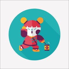 Chinese New Year girl flat icon with long shadow eps10 N94