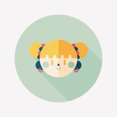 Chinese New Year girl flat icon with long shadow eps10 N98