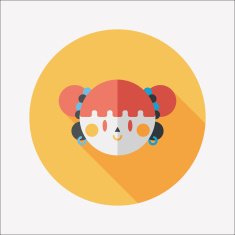 Chinese New Year girl flat icon with long shadow eps10 N99