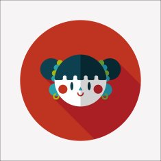 Chinese New Year girl flat icon with long shadow eps10 N100