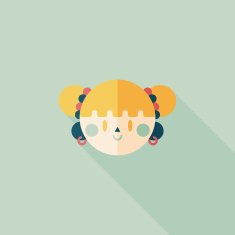 Chinese New Year girl flat icon with long shadow eps10 N101