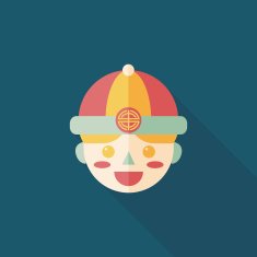 Chinese New Year boy flat icon with long shadow eps10 N64