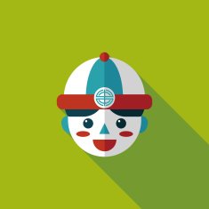 Chinese New Year boy flat icon with long shadow eps10 N65