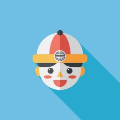 Chinese New Year boy flat icon with long shadow eps10 N66
