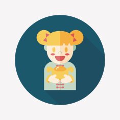 Chinese New Year girl flat icon with long shadow eps10 N104