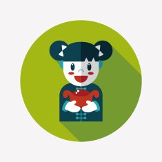 Chinese New Year girl flat icon with long shadow eps10 N105