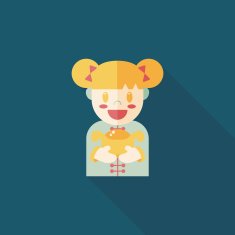 Chinese New Year girl flat icon with long shadow eps10 N106
