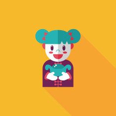 Chinese New Year girl flat icon with long shadow eps10 N107