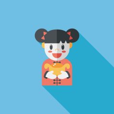 Chinese New Year girl flat icon with long shadow eps10 N109
