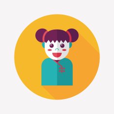 Chinese New Year girl flat icon with long shadow eps10 N111