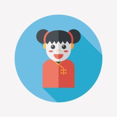 Chinese New Year girl flat icon with long shadow eps10 N112