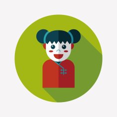 Chinese New Year girl flat icon with long shadow eps10 N113
