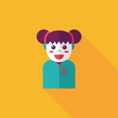 Chinese New Year girl flat icon with long shadow eps10 N115