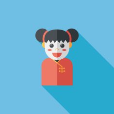 Chinese New Year girl flat icon with long shadow eps10 N116