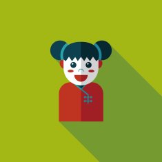 Chinese New Year girl flat icon with long shadow eps10 N117
